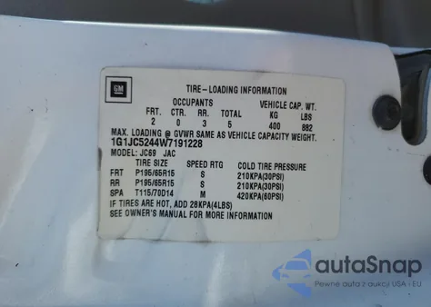 1998 Chevrolet Cavalier from USA, damaged, VIN 1G1JC5244W7191228